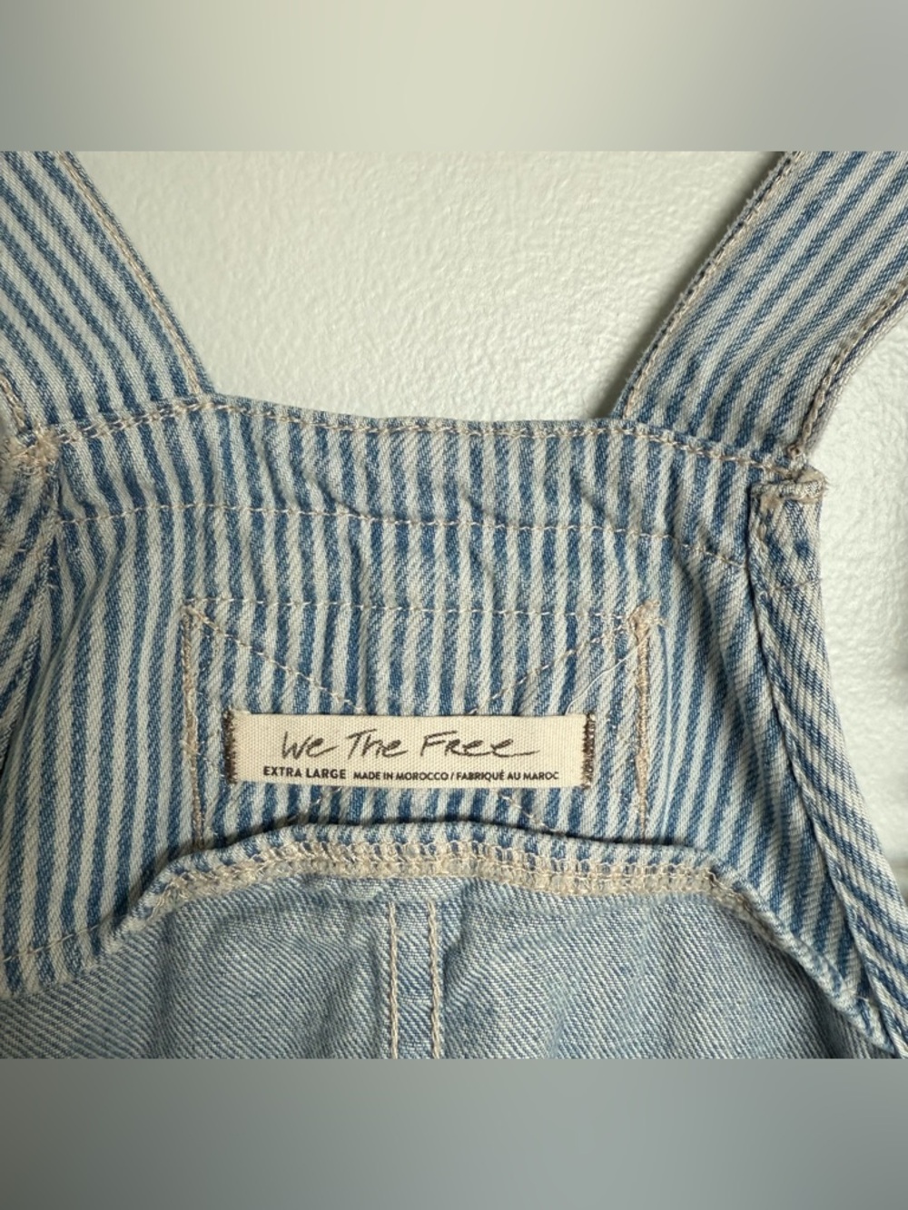 Free People We The Free Overall Smock Mini Striped Railroad Top Jumper Dress - Picture 6 of 7